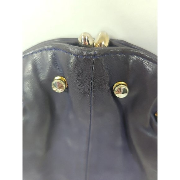 Ande Vintage Purple Leather Crossbody Shoulder Grommet Shell Top Latch Top - Picture 7 of 7